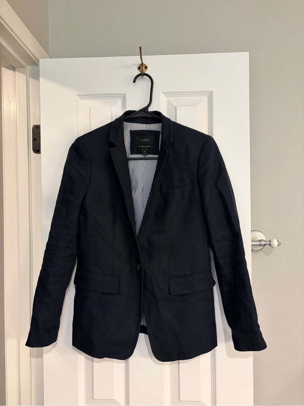 J.Crew Regent Blazer Navy Linen Petite 0